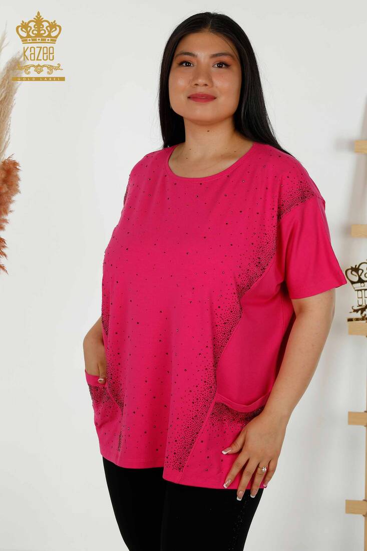 Women's Blouse Pocket Detailed Fuchsia - 79293 | KAZEE