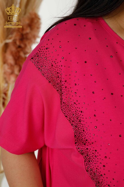 Women's Blouse Pocket Detailed Fuchsia - 79293 | KAZEE - Thumbnail