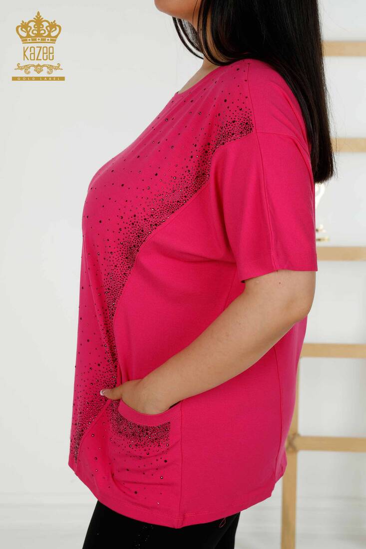 Women's Blouse Pocket Detailed Fuchsia - 79293 | KAZEE