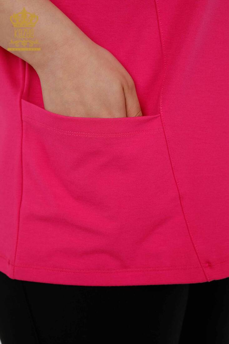 Women's Blouse Pocket Detailed Fuchsia - 79294 | KAZEE