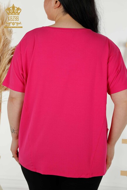 Women's Blouse Pocket Detailed Fuchsia - 79294 | KAZEE - Thumbnail