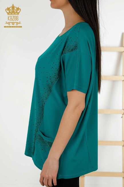 Women's Blouse Pocket Detailed Green - 79293 | KAZEE - Thumbnail