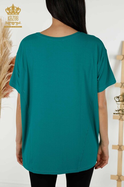 Women's Blouse Pocket Detailed Green - 79293 | KAZEE - Thumbnail