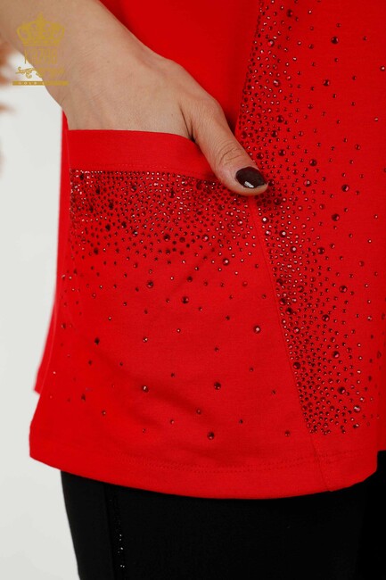 Women's Blouse Pocket Detailed Red - 79293 | KAZEE - Thumbnail