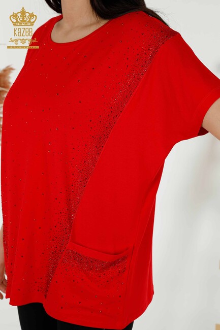 Women's Blouse Pocket Detailed Red - 79293 | KAZEE - Thumbnail