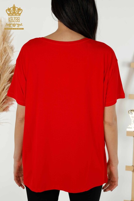 Women's Blouse Pocket Detailed Red - 79293 | KAZEE - Thumbnail