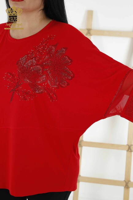 Women's Blouse Pocket Detailed Red - 79298 | KAZEE - Thumbnail