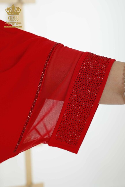 Women's Blouse Pocket Detailed Red - 79298 | KAZEE - Thumbnail