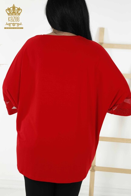 Women's Blouse Pocket Detailed Red - 79298 | KAZEE - Thumbnail