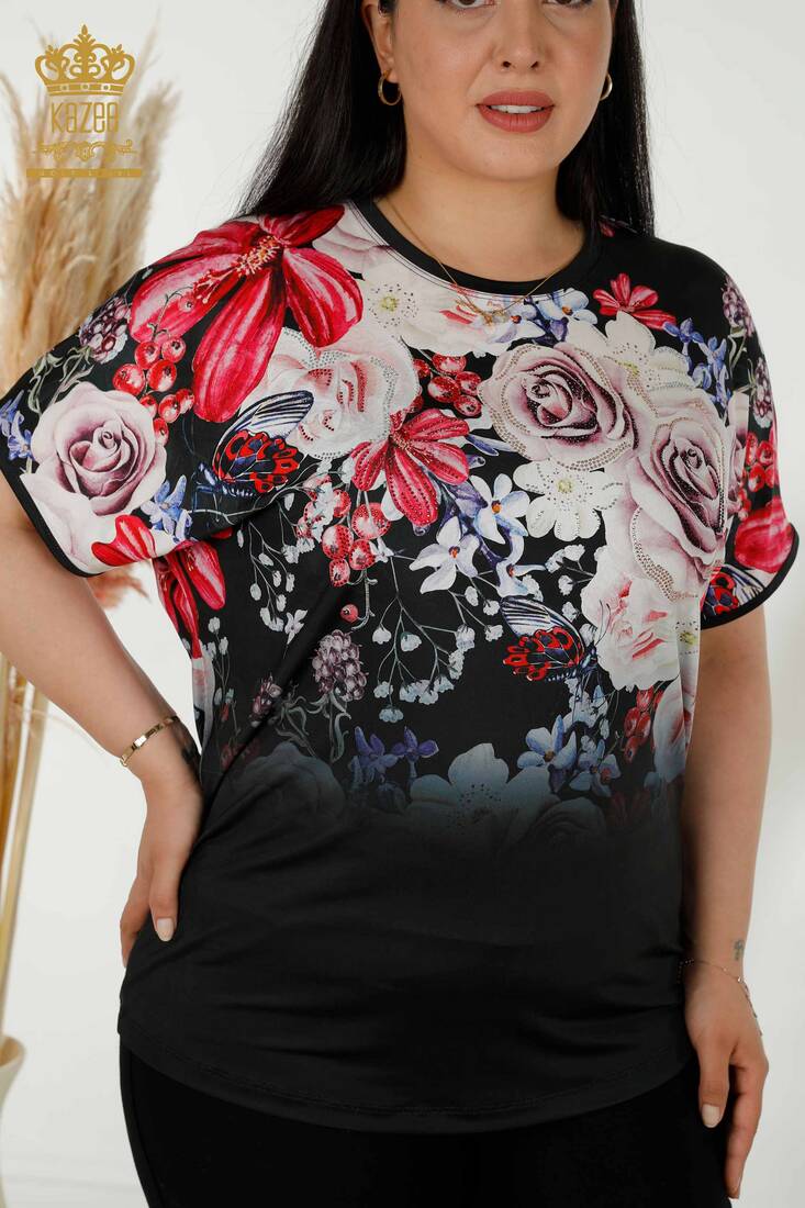 Women's Blouse Rose Pattern Pattern - 79202 | KAZEE