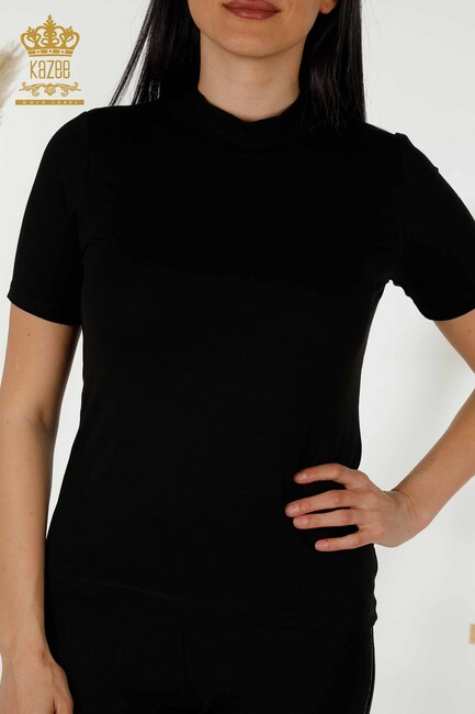 Women's Blouse Short Sleeve Black - 79264 | KAZEE - Thumbnail