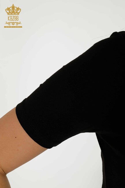 Women's Blouse Short Sleeve Black - 79264 | KAZEE - Thumbnail