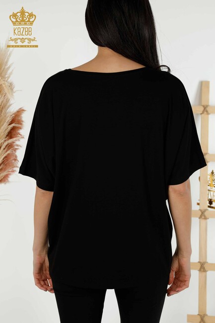 Women's Blouse Short Sleeve Black - 79295 | KAZEE - Thumbnail