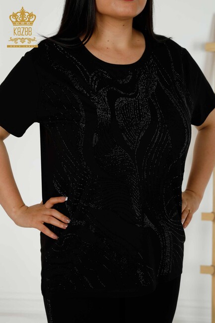 Women's Blouse Short Sleeve Black - 79329 | KAZEE - Thumbnail