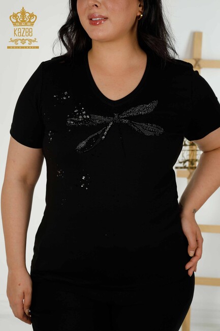 Women's Blouse Short Sleeve Black - 79362 | KAZEE - Thumbnail