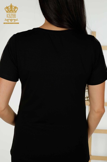 Women's Blouse Short Sleeve Black - 79368 | KAZEE - Thumbnail