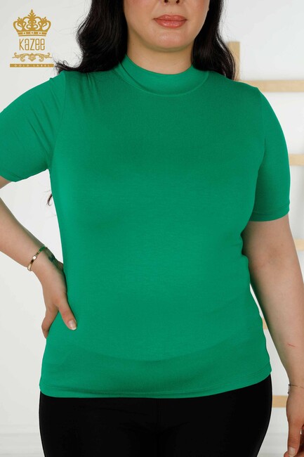 Women's Blouse Short Sleeve Green - 79264 | KAZEE - Thumbnail