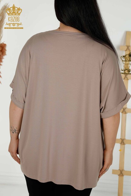 Women's Blouse Short Sleeve Mink - 79318 | KAZEE - Thumbnail