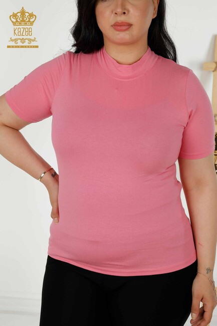 Women's Blouse Short Sleeve Pink - 79264 | KAZEE - Thumbnail