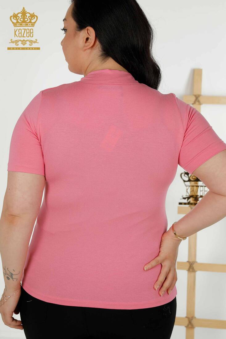 Women's Blouse Short Sleeve Pink - 79264 | KAZEE