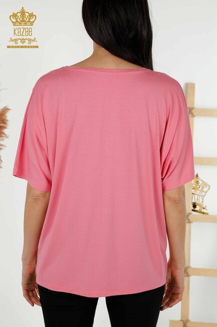 Women's Blouse Short Sleeve Pink - 79295 | KAZEE - Thumbnail