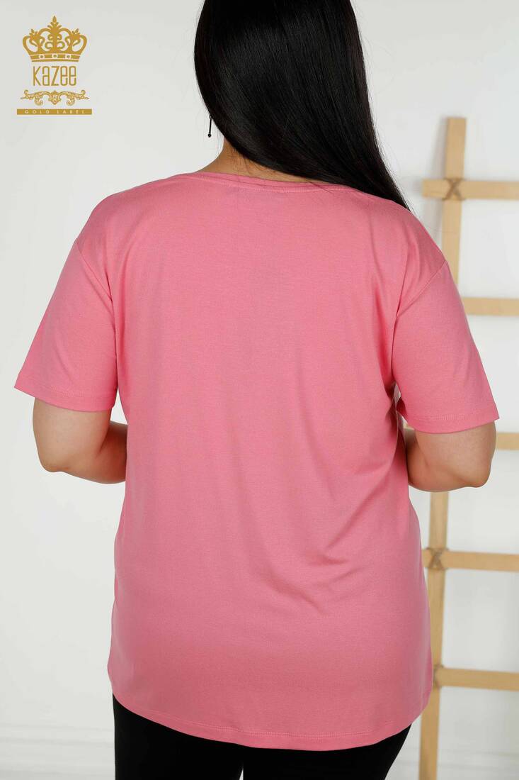 Women's Blouse Short Sleeve Pink - 79329 | KAZEE