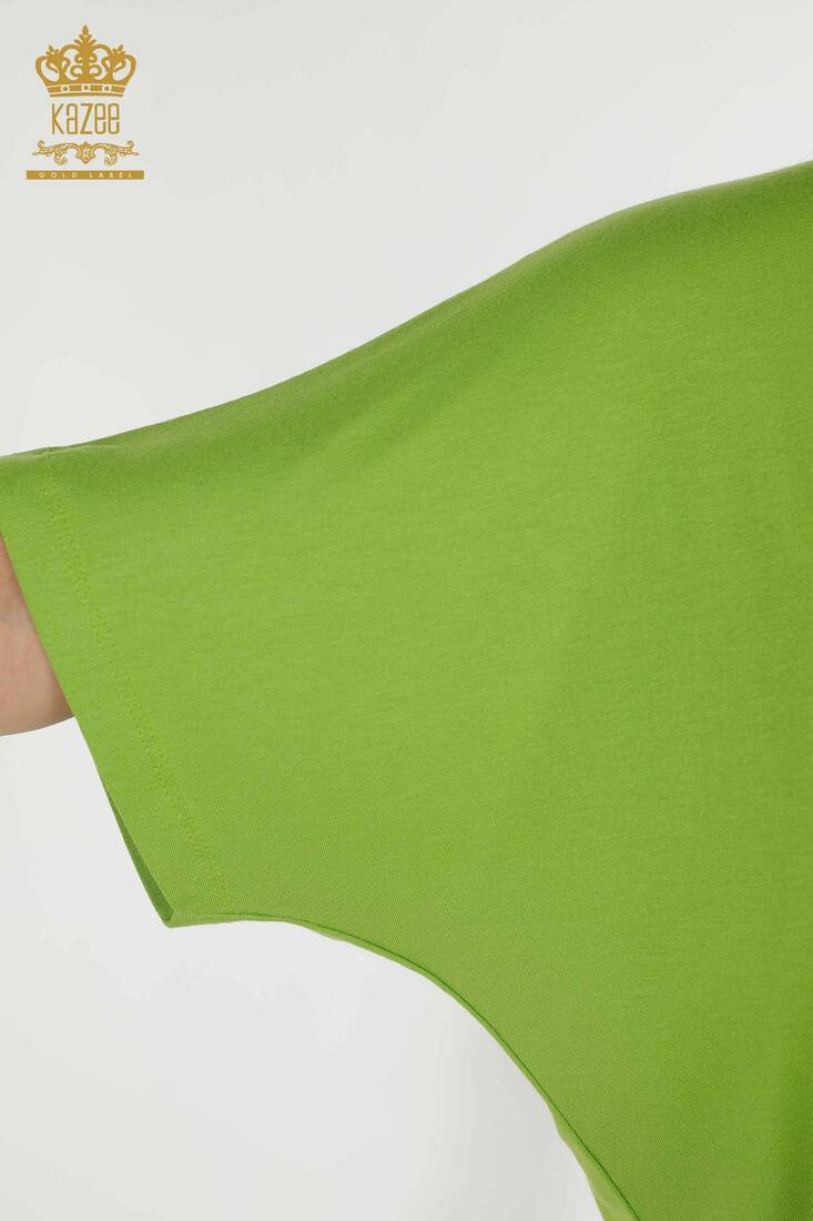 Women's Blouse Short Sleeve Pistachio Green - 79295 | KAZEE