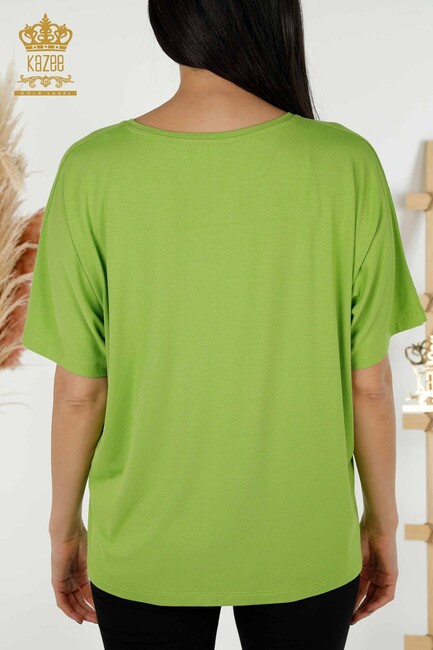 Women's Blouse Short Sleeve Pistachio Green - 79295 | KAZEE - Thumbnail