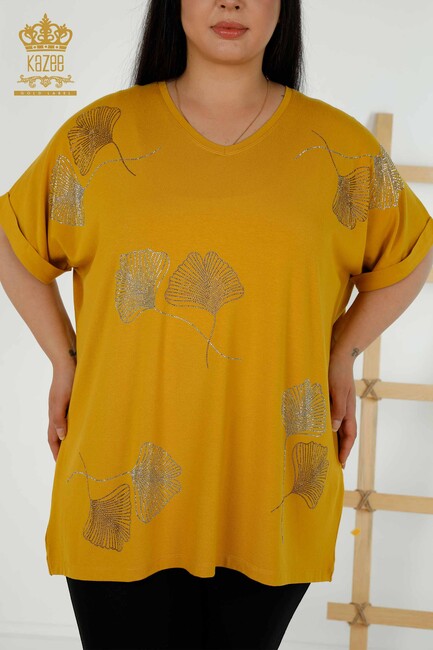 Women's Blouse Short Sleeve Saffron - 79318 | KAZEE - Thumbnail