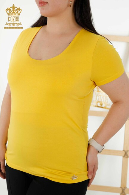 Women's Blouse Short Sleeve Yellow - 79190 | KAZEE - Thumbnail