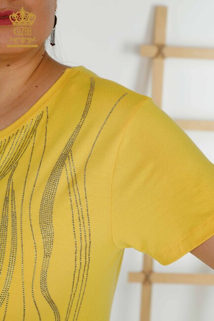 Women's Blouse Short Sleeve Yellow - 79329 | KAZEE - Thumbnail