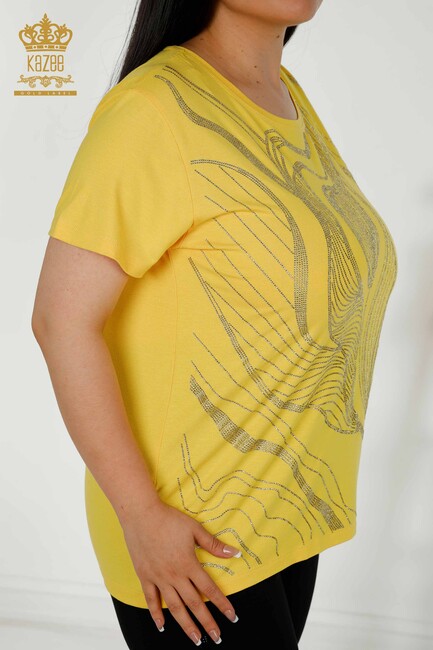 Women's Blouse Short Sleeve Yellow - 79329 | KAZEE - Thumbnail