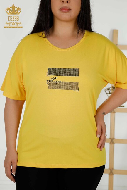 Women's Blouse Short Sleeve Yellow - 79349 | KAZEE - Thumbnail