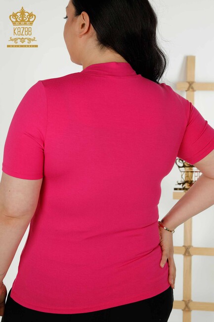 Women's Blouse Short Sleeve Fuchsia - 79264 | KAZEE - Thumbnail