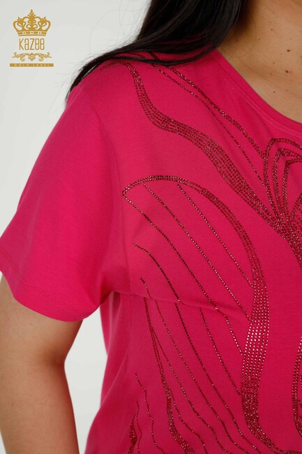 Women's Blouse Short Sleeve Fuchsia - 79329 | KAZEE - Thumbnail