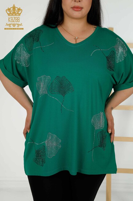 Women's Blouse Short Sleeve Green - 79318 | KAZEE - Thumbnail