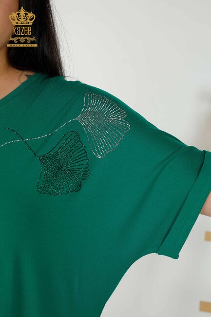 Women's Blouse Short Sleeve Green - 79318 | KAZEE - Thumbnail