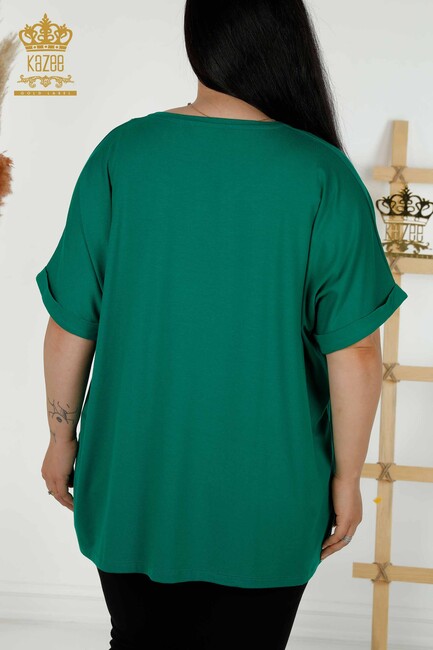 Women's Blouse Short Sleeve Green - 79318 | KAZEE - Thumbnail