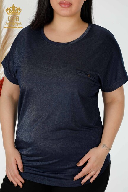 Women's Blouse Short Sleeve Navy - 77005 | KAZEE - Thumbnail