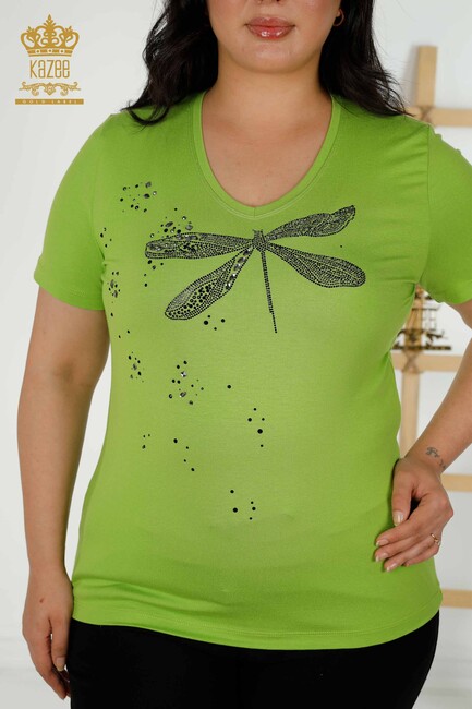 Women's Blouse Short Sleeve Pistachio Green - 79362 | KAZEE - Thumbnail