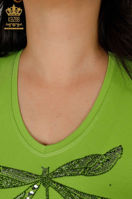 Women's Blouse Short Sleeve Pistachio Green - 79362 | KAZEE - Thumbnail