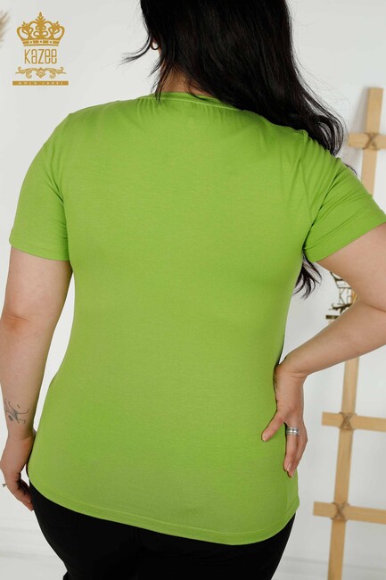 Women's Blouse Short Sleeve Pistachio Green - 79362 | KAZEE - Thumbnail