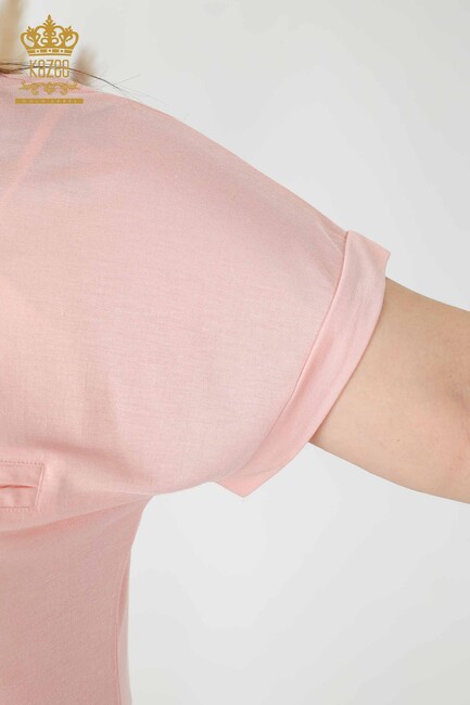 Women's Blouse Short Sleeve Powder - 77005 | KAZEE - Thumbnail