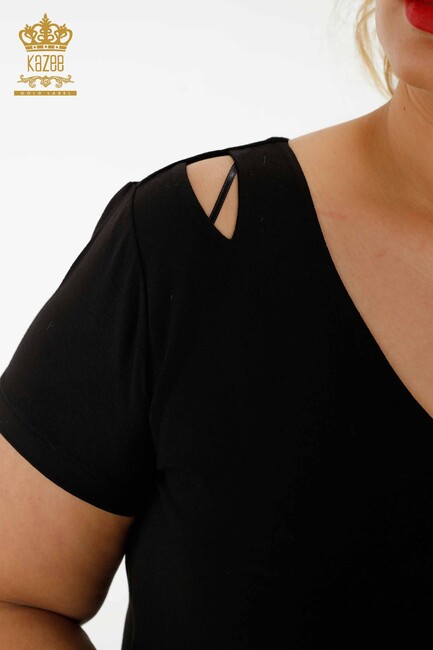 Women's Blouse Shoulder Detailed Black - 79220 | KAZEE - Thumbnail