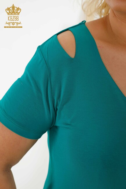 Women's Blouse Shoulder Detailed Green - 79220 | KAZEE - Thumbnail