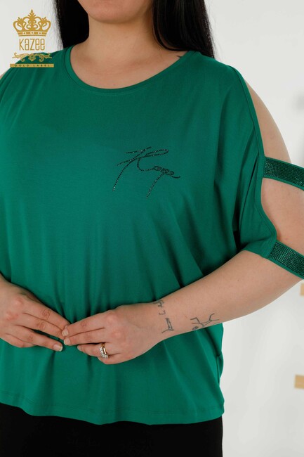 Women's Blouse Sleeve Detailed Green - 79108 | KAZEE - Thumbnail