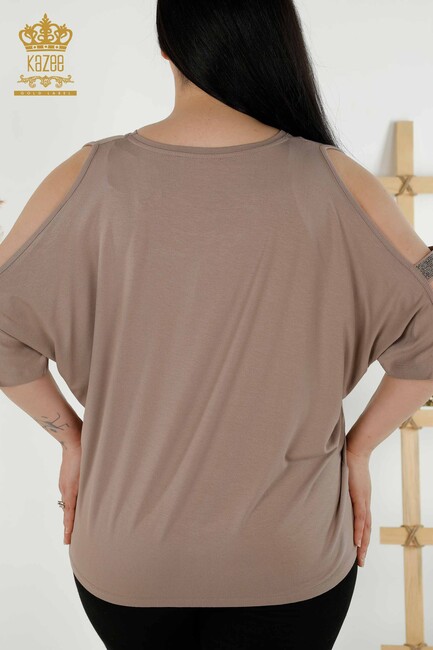 Women's Blouse Sleeve Detailed Mink - 79108 | KAZEE - Thumbnail