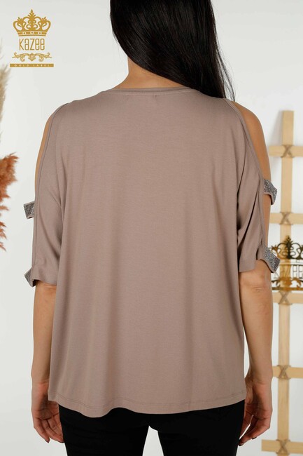 Women's Blouse Sleeve Detailed Mink - 79289 | KAZEE - Thumbnail