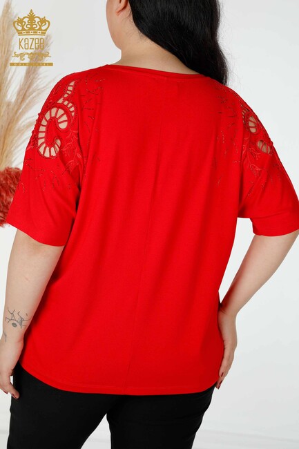 Women's Blouse Sleeve Detailed Red - 77985 | KAZEE - Thumbnail