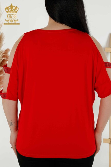 Women's Blouse Sleeve Detailed Red - 79108 | KAZEE - Thumbnail